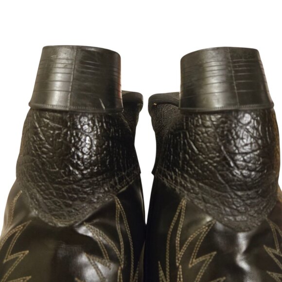 Bronco Black Cowboy Boots Mens 9 EE Extra Wide Man Made Material Vintage Western main image 13